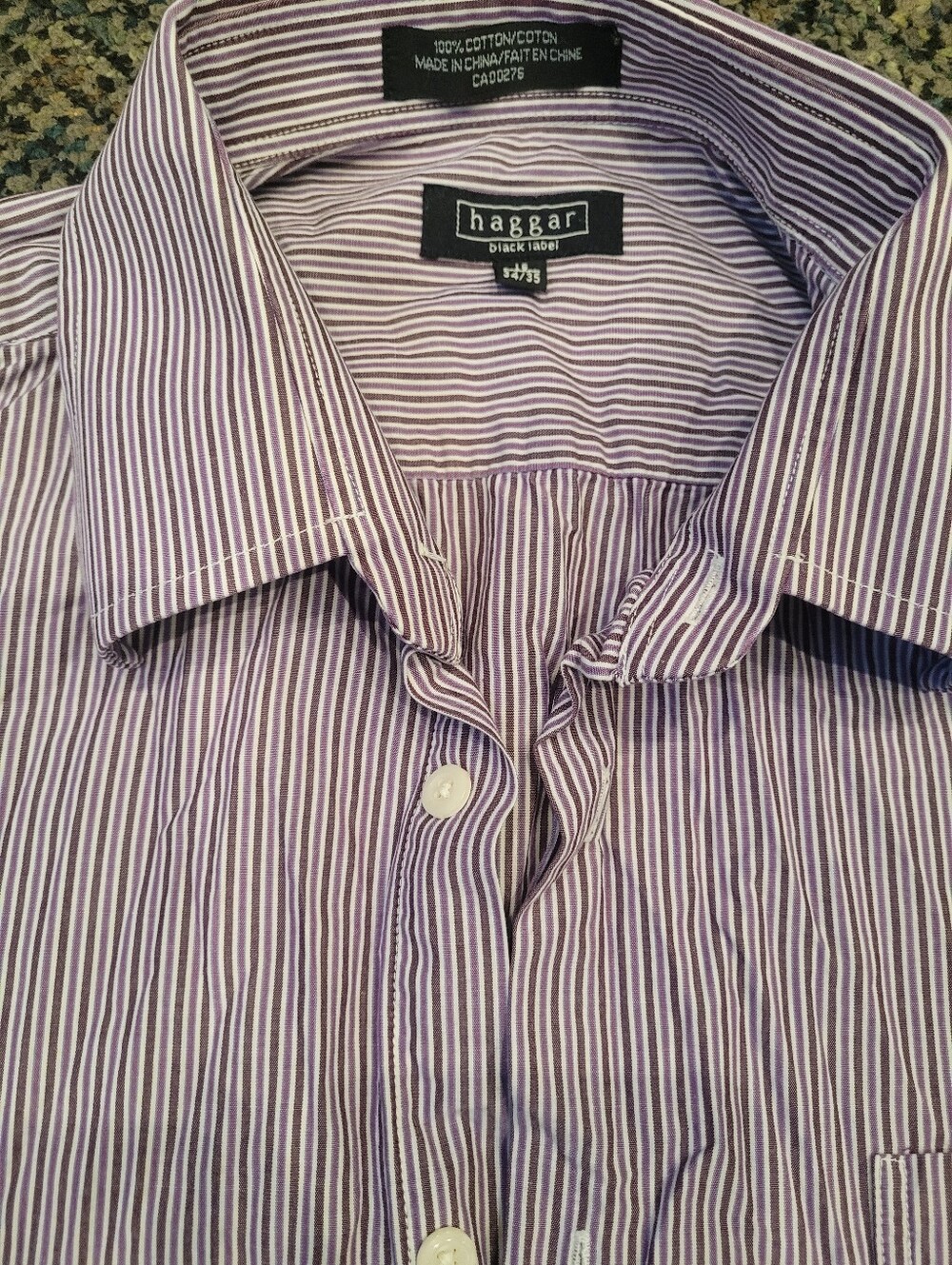 Stafford Purple Stripe Long-Sleeve Dress Shirt